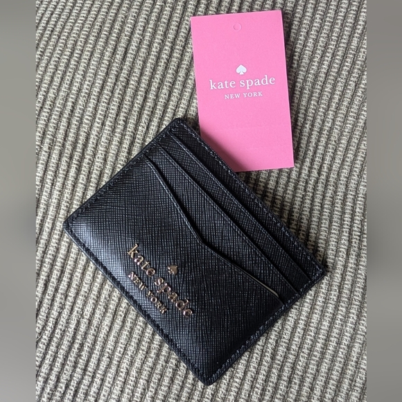 Kate Spade Staci saffiano small card wallet in black - Picture 1 of 7